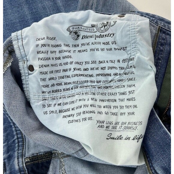 DIESEL THAVAR Denim Blue WASH 0848C Slim Skinny Jeans Mens Size 33x34 Distressed - Picture 11 of 14